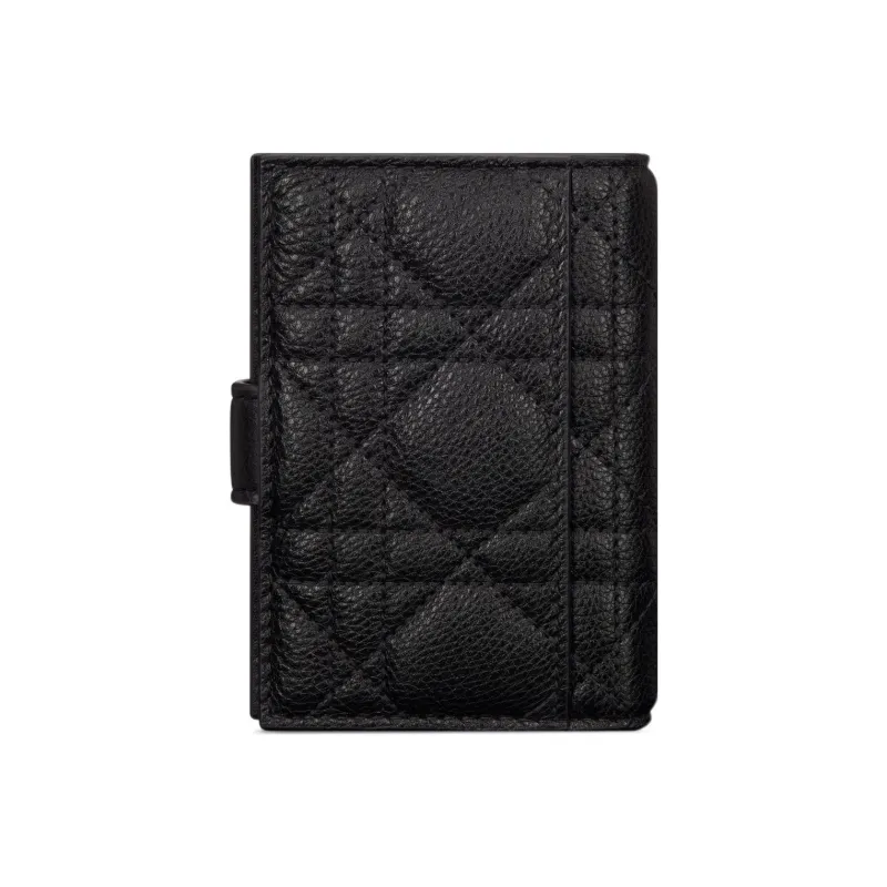 DIOR Caro Calfskin Card Holder Wallet Women's Black-1
