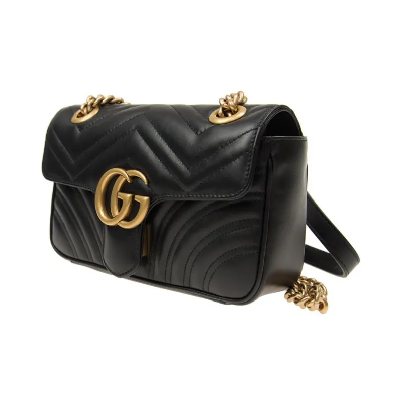 GUCCI GG Marmont Mini Shoulder Bag Matelasse Chevron Black-1