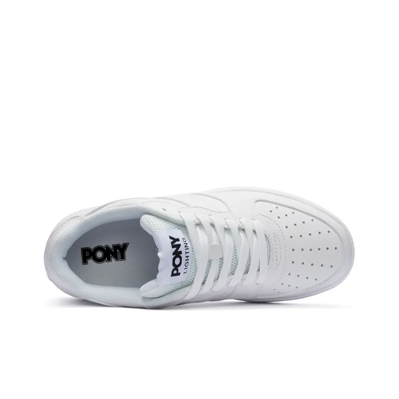 PONY Lighting Slip Resistant Cushioning Wear Resistant Low Top Skateboard Shoes Unisex White-2