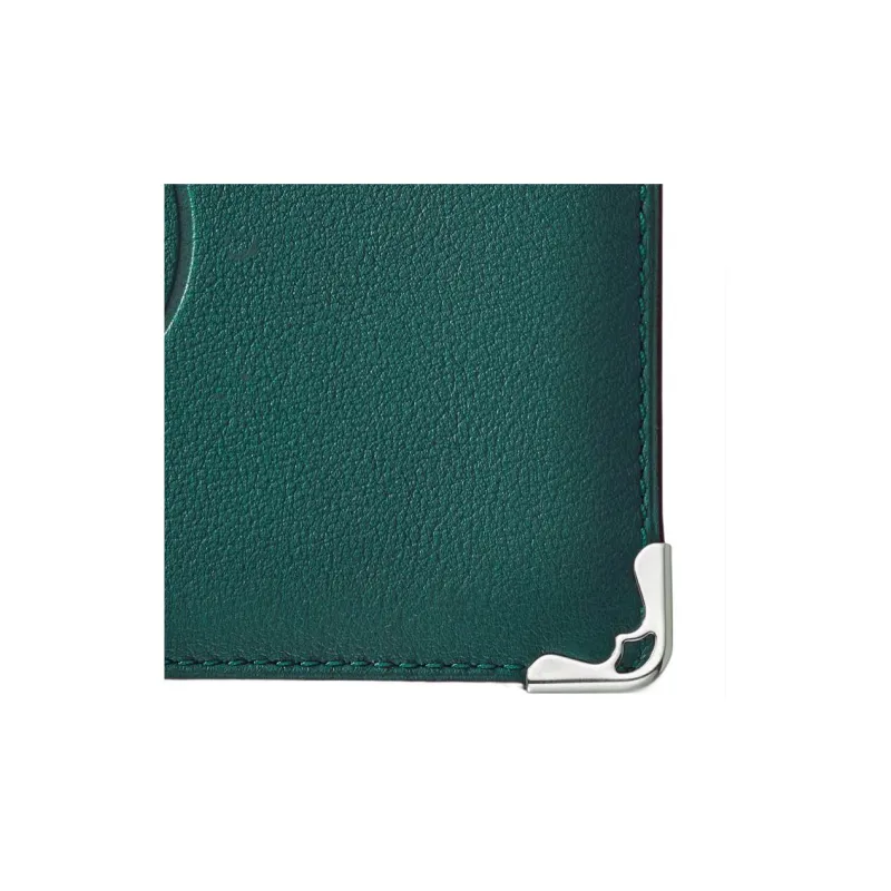 CARTIER Must De Cartier Calfskin Card Holder Women's Peacock Green-6