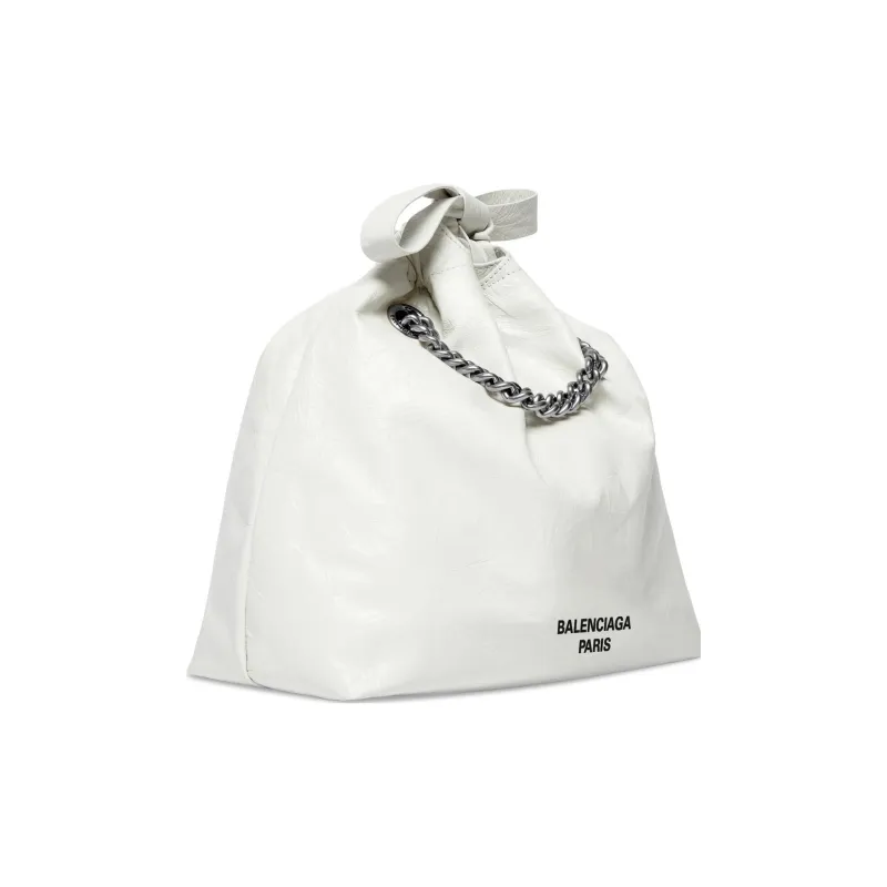 Balenciaga CRUSH Matte Calfskin Portable Crossbody Bag, Shoulder Bag Small Size Women's White-3