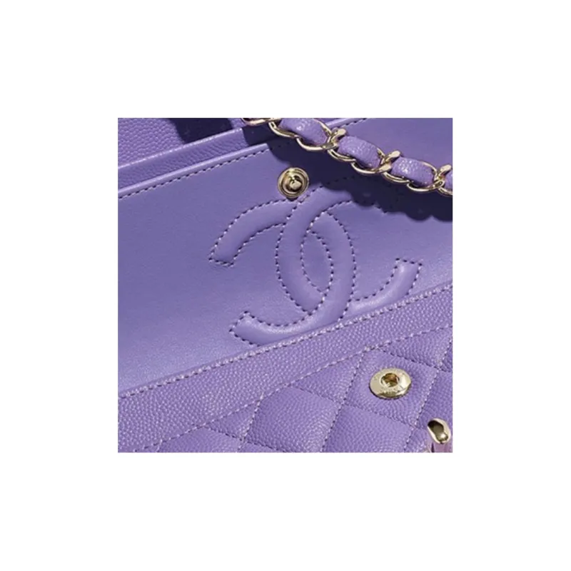 CHANEL Classic Flap CF Sheepskin Shoulder Bag, Crossbody Bag Women's Purple-3