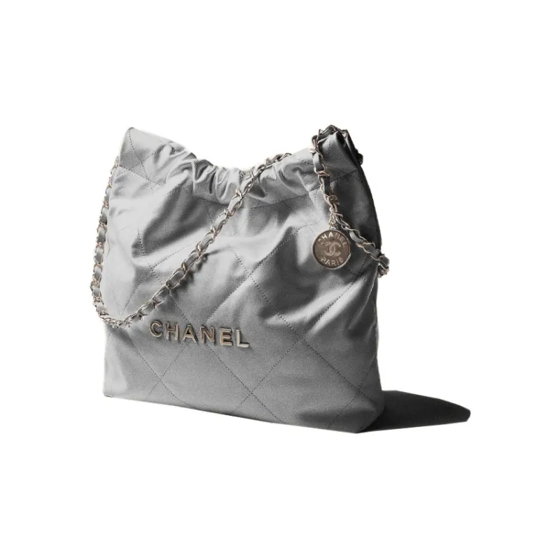 CHANEL 22Bag Smooth Finish Calfskin Tote Bag, Shopping Bag, Portable Crossbody Bag, Shoulder Bag Women's Silver-1