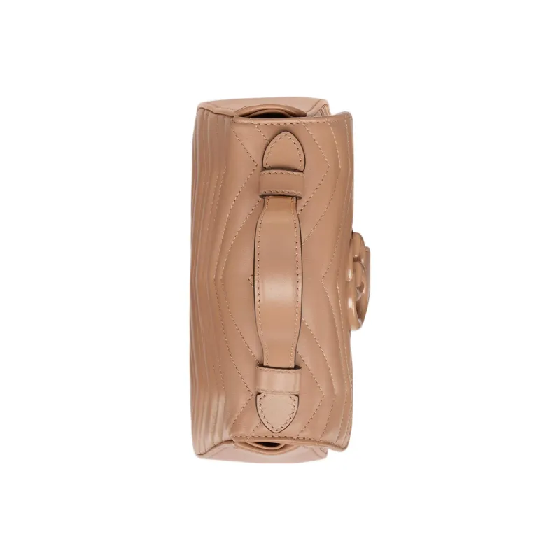 GUCCI GG Marmont Leather Messenger Bag Chain Shoulder Bag Crossbody Bag Handbag Mini Women's Rose Beige-4