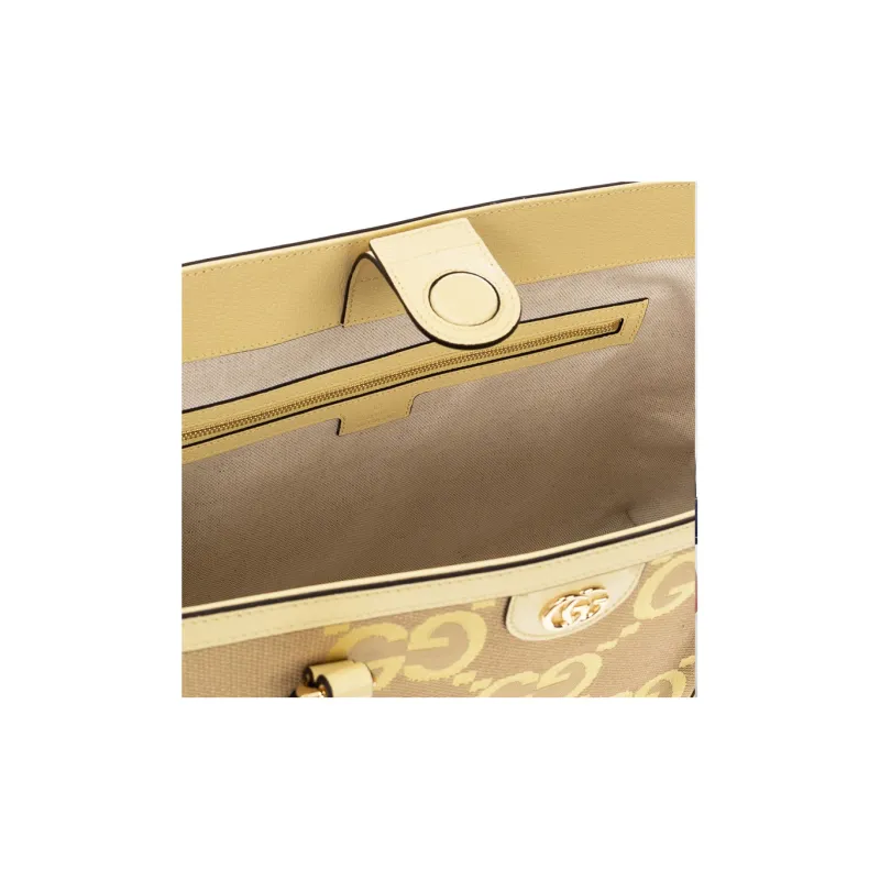 GUCCI Ophidia Canvas With Leather Tote Bag, Shopping Bag, Canvas Bag, Handbag Medium Size Women's Beige/Yellow-4