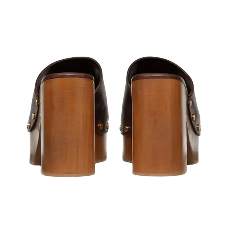 Valentino Vlogo Slide Slippers Women's Brown-4
