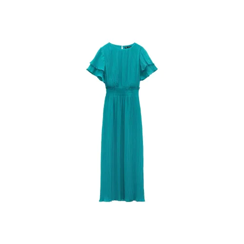 ZARA Short-Sleeved Dresses Women's Blue/Green