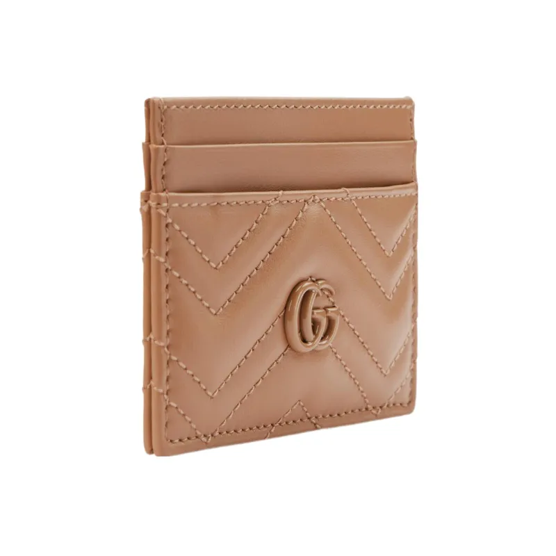 GUCCI GG Marmont Leather Card Holder Women's Rose Beige-1