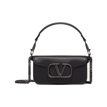 Valentino Locò Calfskin Portable Crossbody Bag Shoulder Bag Small Size Women's Black