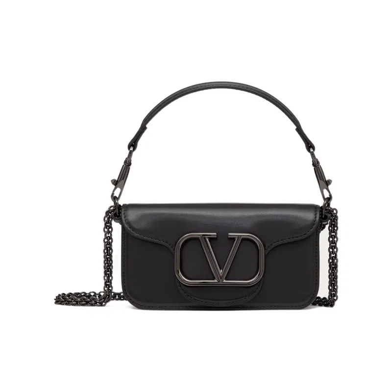 Valentino Locò Calfskin Portable Crossbody Bag Shoulder Bag Small Size Women's Black-0