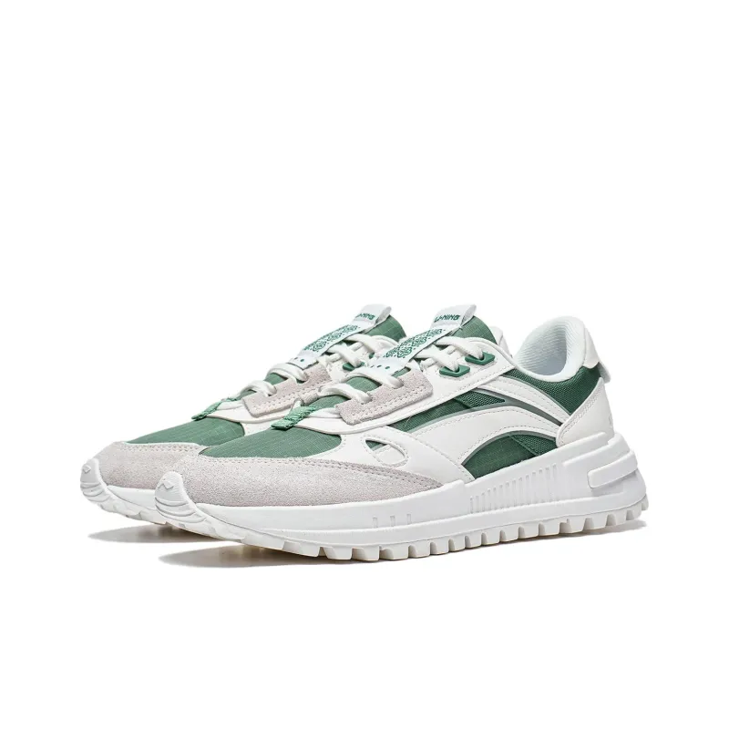 LiNing Wind Rider 2.0 Anti Slip Wear Resistant Low Top Sports Casual Shoes Women's White Gray Green-2