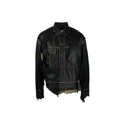 DIESEL Leather Jackets Men Black