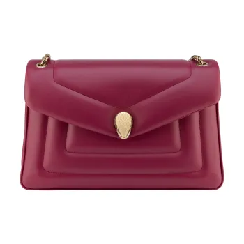 BVLGARI Serpenti Reverse Calfskin Crossbody Bag Shoulder Bag Women's Red