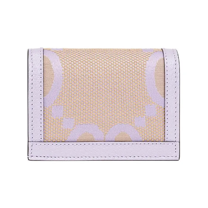 GUCCI Ophidia Canvas With Leather Card Holder Women's Beige & Light Purple-2