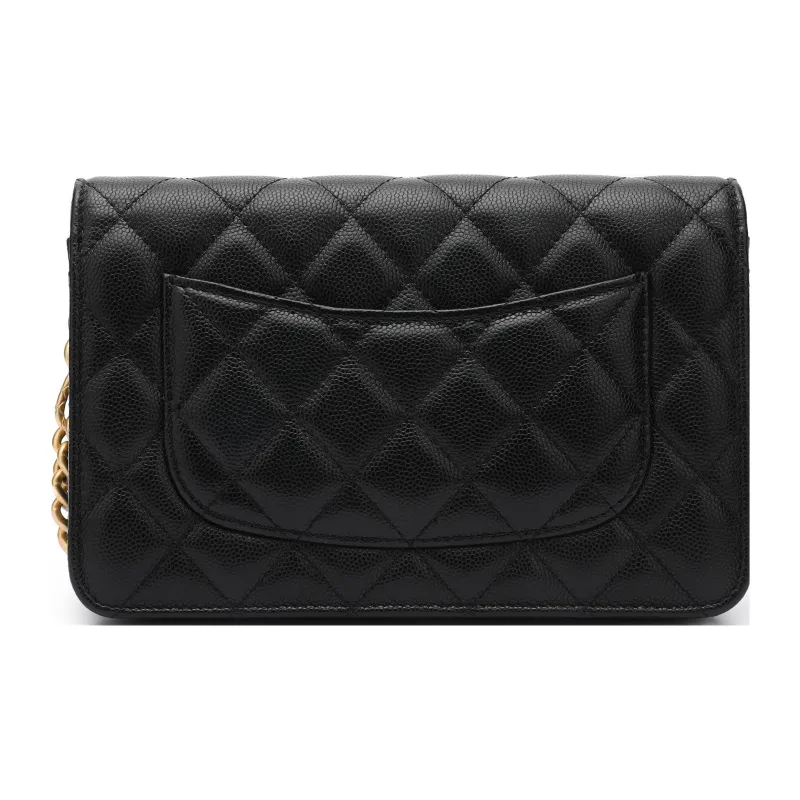 CHANEL WOC Grain Embossed Calfskin Shoulder Bag, Crossbody Bag Unisex Black-2