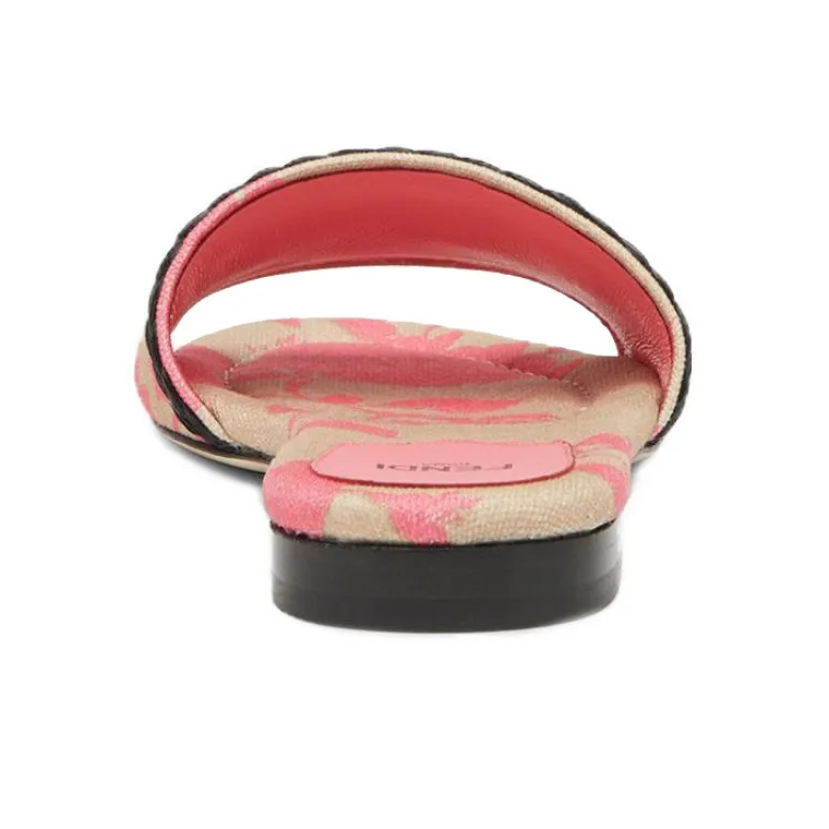 FENDI Embroidered-logo Slip-on Slides-4