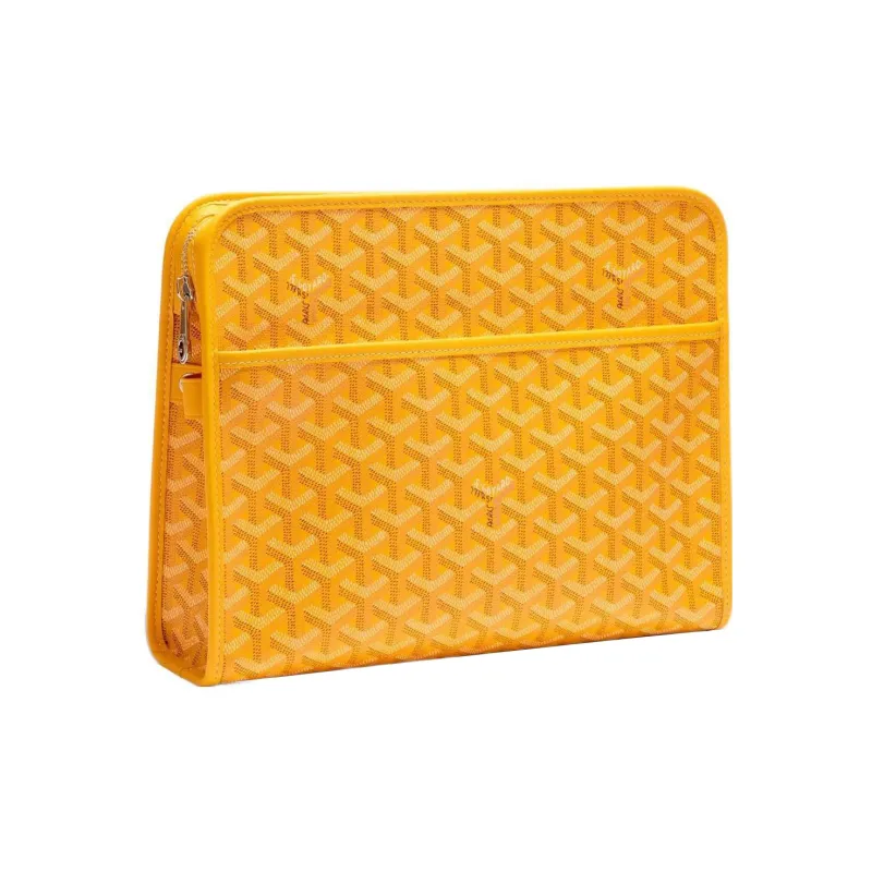 GOYARD JOUVENCE Calfskin Canvas Storage Bags Handheld Toiletry Bags Large Size Unisex Yellow-0
