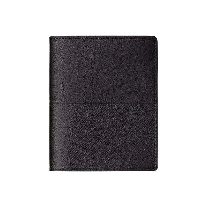 HERMES Manhattan Sombrero II Calfskin With Epsom Calfskin Wallet Men's 89 Noir Black-0