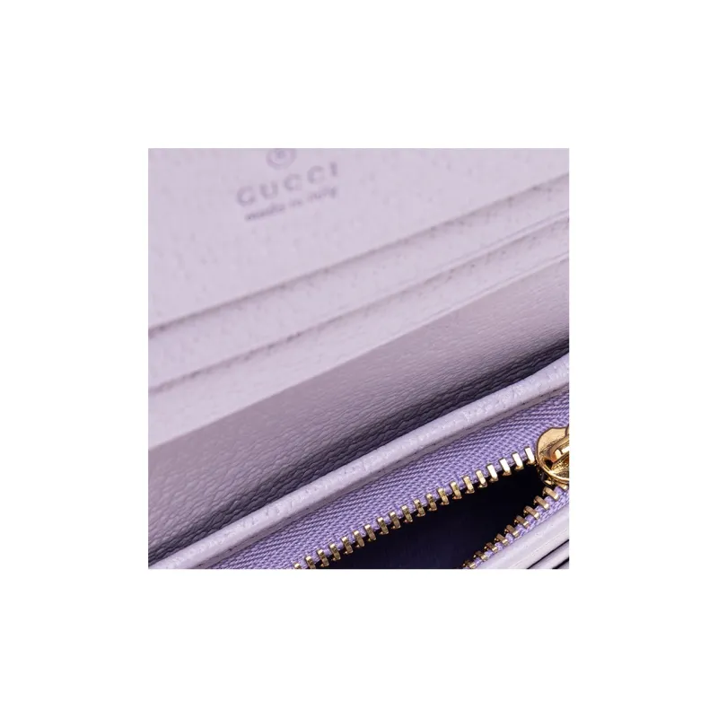 GUCCI Ophidia Canvas With Leather Card Holder Women's Beige & Light Purple-3