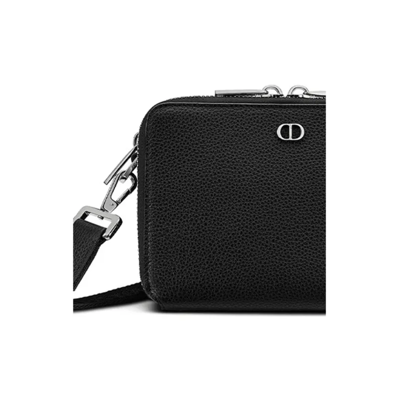 DIOR Grained Calfskin Shoulder Bag, Crossbody Bag, Clutch Regular Men's Black-4
