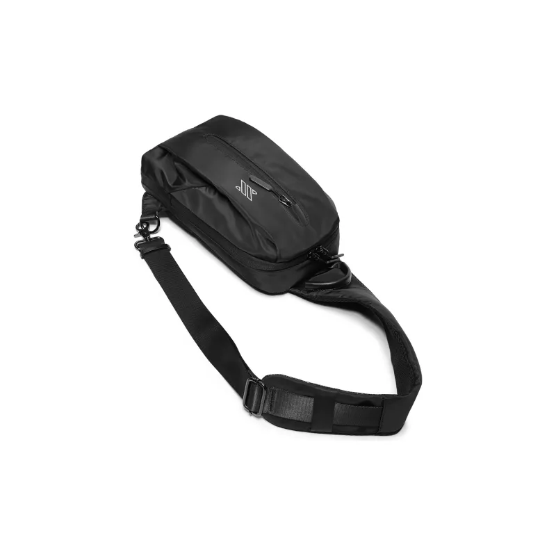 NOMK Oxford Backpack Shoulder Bag Crossbody Bag Workwear Bag Techwear Sling Bag Medium Size Unisex Black-4