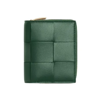 Bottega Veneta Lambskin With Calfskin Wallet Trumpets Women's Dark Green