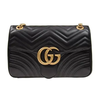 GUCCI GG Marmont Quilted Leather Crossbody Bag, Shoulder Bag Women's Black