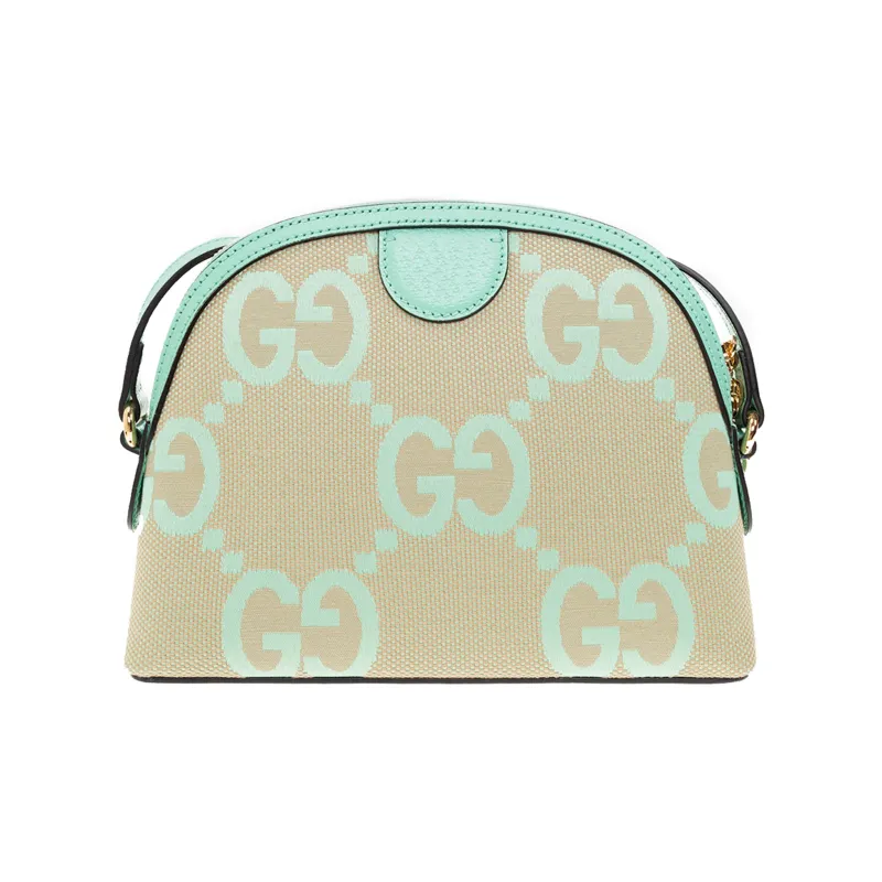 GUCCI Ophidia Canvas With Leather Canvas Shoulder Bag, Crossbody Bag Small Size Women's Camel/Green-2