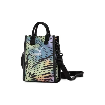 PUMA Artificial Leather Backpack, Shoulder Bag, Crossbody Bag, Handbag Regular Unisex Black Full Print