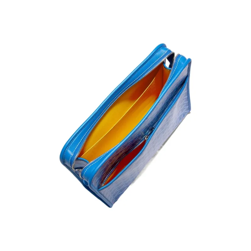 GOYARD JOUVENCE Calfskin Canvas Storage Bags Handheld Toiletry Bags Large Size Unisex Blue-2