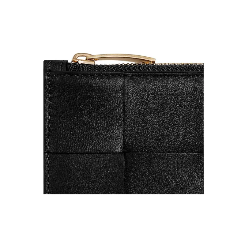 Bottega Veneta Sheepskin With Calfskin Card Holder, Wallet Women's Black-5