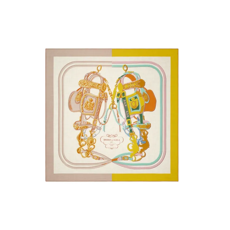 HERMES Brides De Gala Shawls Women's Light Umber/Yellow-0