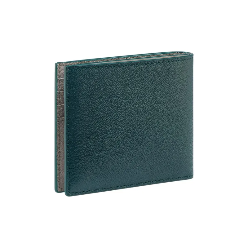 BVLGARI Calfskin Wallet Men's Emerald Green-1