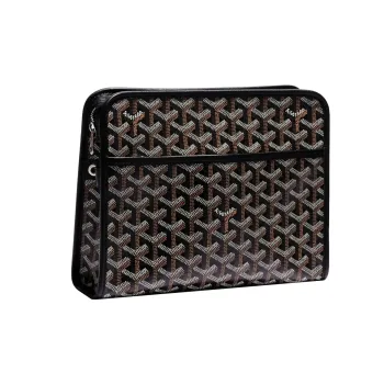 GOYARD JOUVENCE Canvas With Leather Travel Storage Bags Handheld Toiletry Bags Medium Size Unisex Black