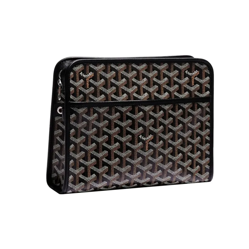 GOYARD JOUVENCE Canvas With Leather Travel Storage Bags Handheld Toiletry Bags Medium Size Unisex Black-0