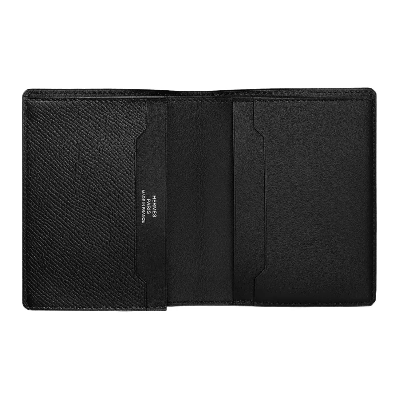 HERMES Manhattan Sombrero II Calfskin With Epsom Calfskin Wallet Men's 89 Noir Black-1