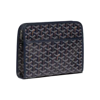 GOYARD JOUVENCE Canvas With Leather Travel Storage Bags Handheld Toiletry Bags Medium Size Unisex Marine Blue