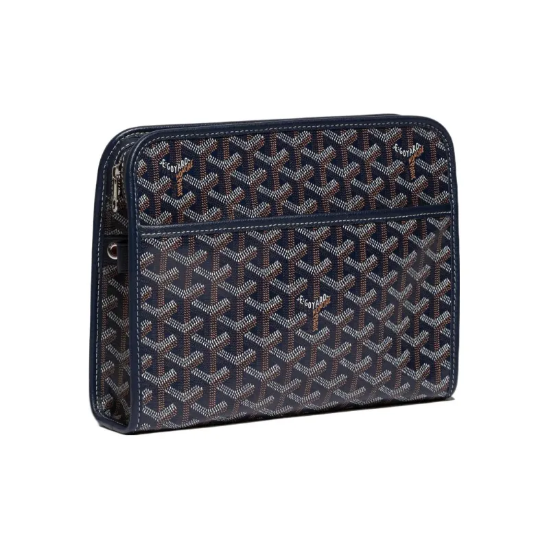GOYARD JOUVENCE Canvas With Leather Travel Storage Bags Handheld Toiletry Bags Medium Size Unisex Marine Blue-0