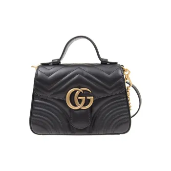 GUCCI GG Marmont Leather Messenger Bag Handbag Shoulder Bag Crossbody Bag Mini Women's Black
