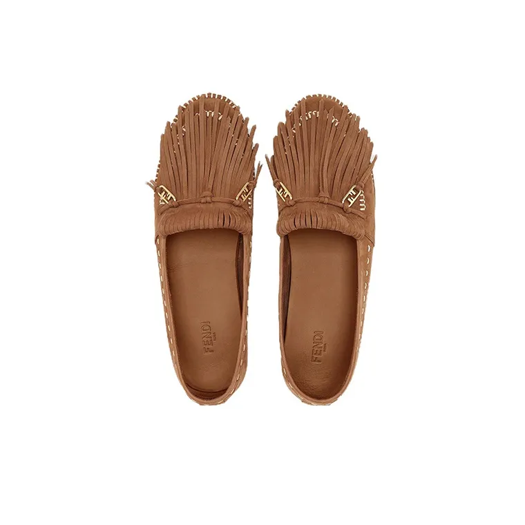 FENDI O'Lock Loafers Men's Brown-3