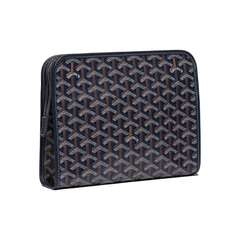 GOYARD JOUVENCE Canvas With Leather Travel Storage Bags Handheld Toiletry Bags Medium Size Unisex Marine Blue-1
