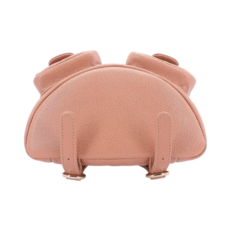 CHANEL 23P Spring And Summer Duma Grain Embossed Caviar Cow Leather Backpack Trumpets Women's Milk Tea/Caramel-3