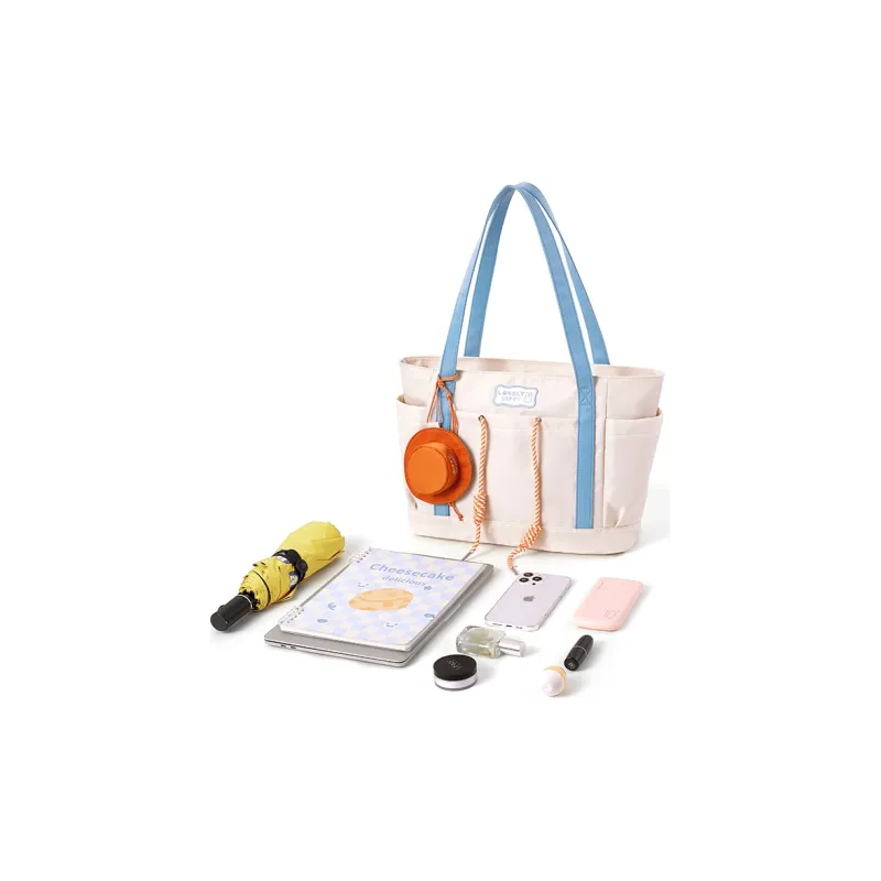 Miffy Nylon Fabric Tote Bag Shopping Bag Handbag Shoulder Bag Women's Ecru/Light Blue-5