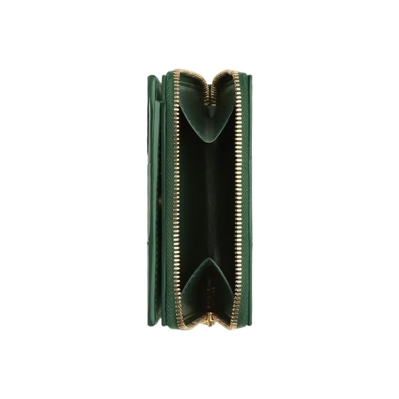 Bottega Veneta Lambskin With Calfskin Wallet Trumpets Women's Dark Green-2