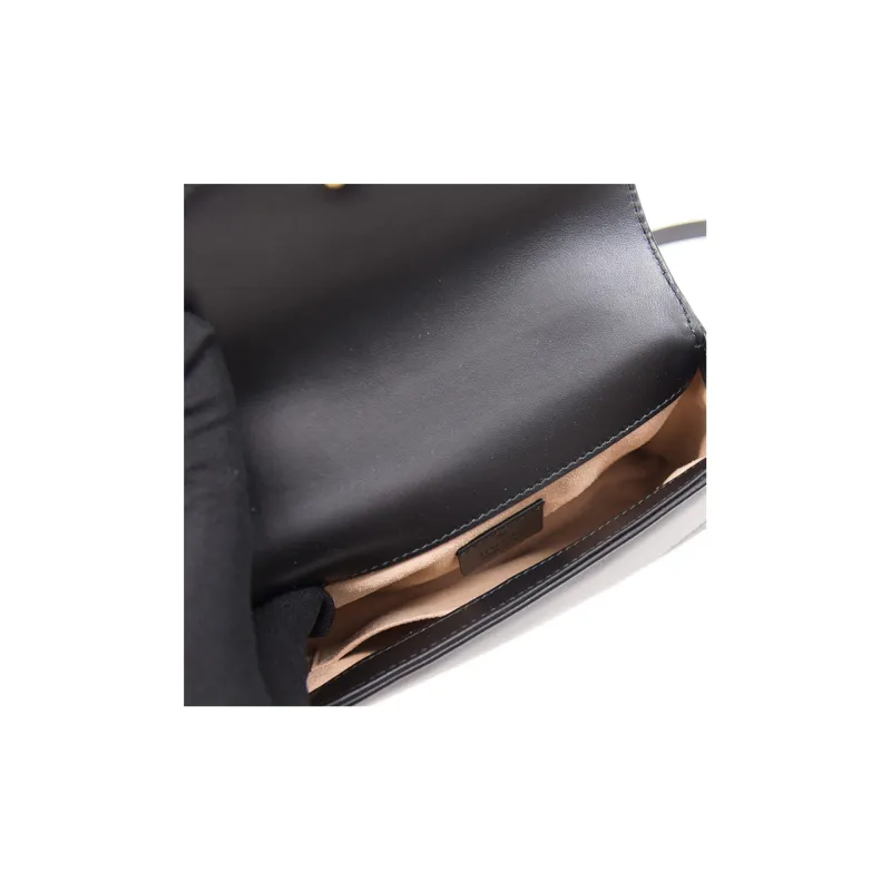 GUCCI GG Marmont Leather Messenger Bag Handbag Shoulder Bag Crossbody Bag Mini Women's Black-5