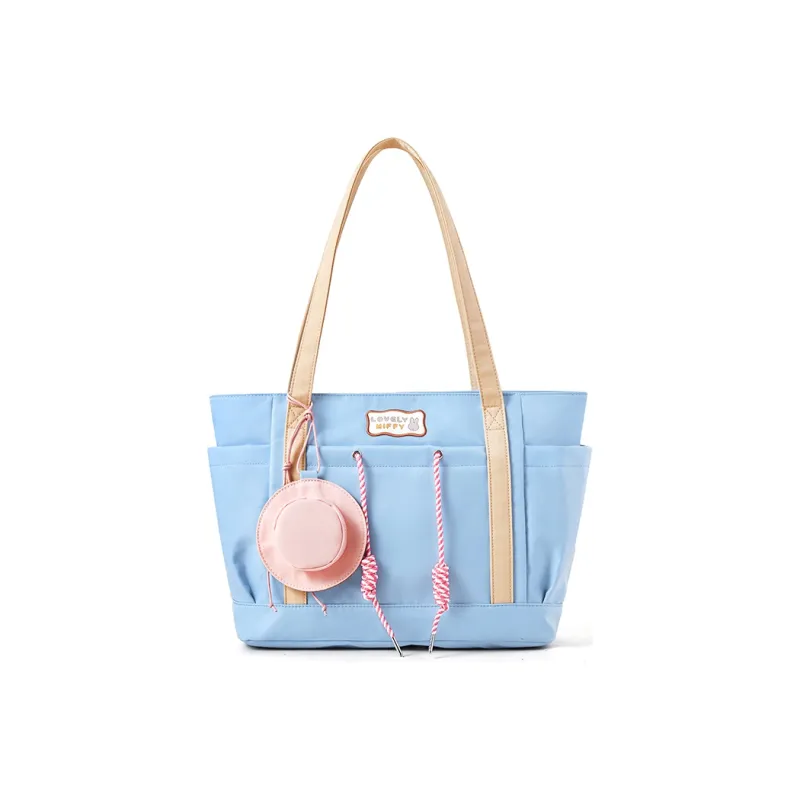 Miffy Nylon Fabric Tote Bag Shopping Bag Handbag Shoulder Bag Women's Ecru/Light Blue-6