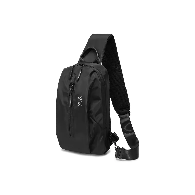 NOMK Oxford Backpack Shoulder Bag Crossbody Bag Workwear Bag Techwear Sling Bag Medium Size Unisex Black-1