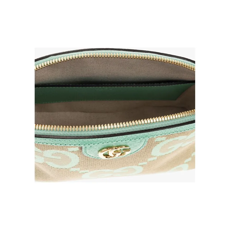 GUCCI Ophidia Canvas With Leather Canvas Shoulder Bag, Crossbody Bag Small Size Women's Camel/Green-4