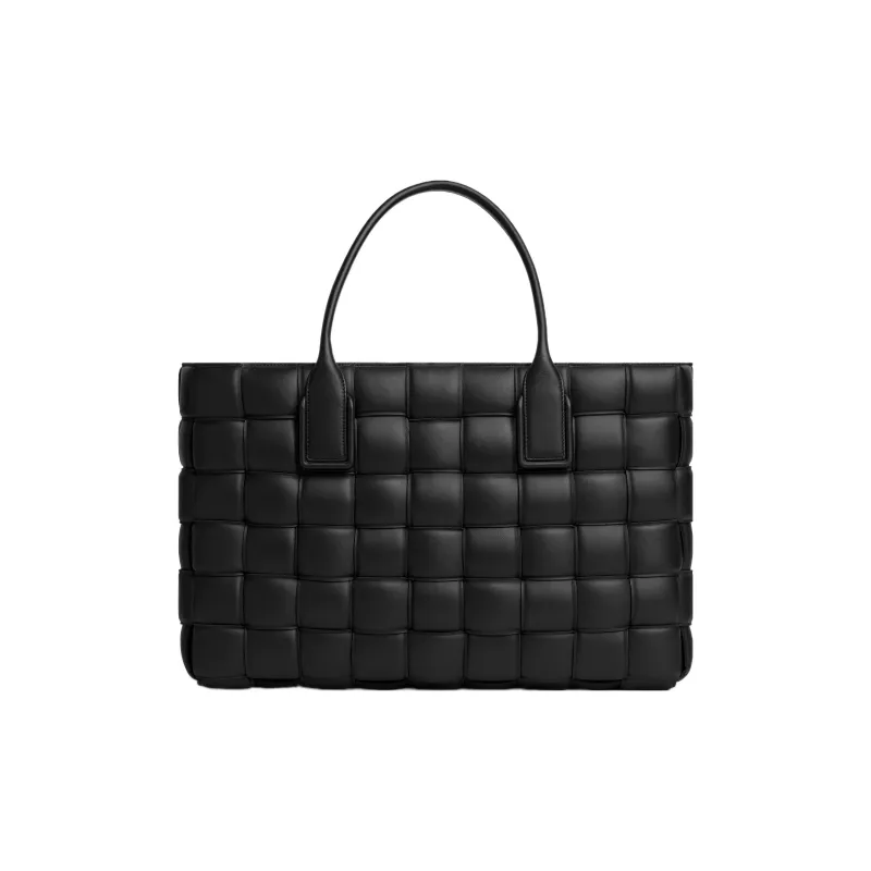 Bottega Veneta Lambskin Tote Bag Shopping Bag Handbag Large Size Women's Black-0