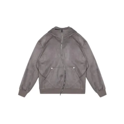 0-CROWORLD Jackets Unisex Gray Coffee